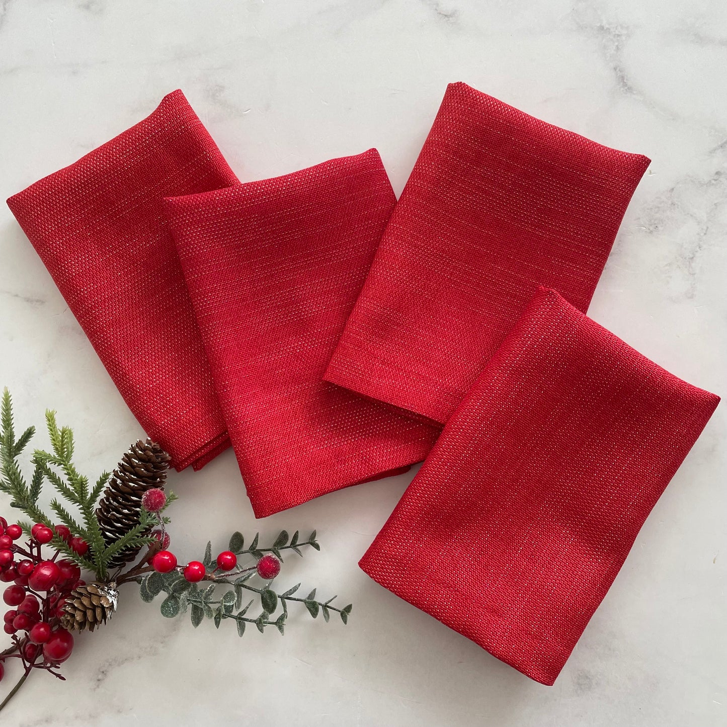 SERVILLETA ROJO METÁLICO (4PZ)