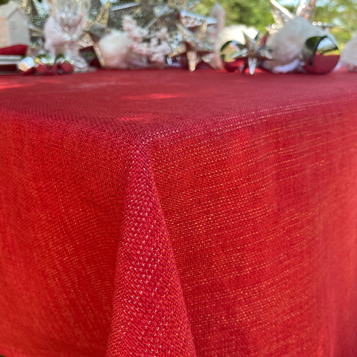 MANTEL ROJO METÁLICO / BLANCO (Tamaños)