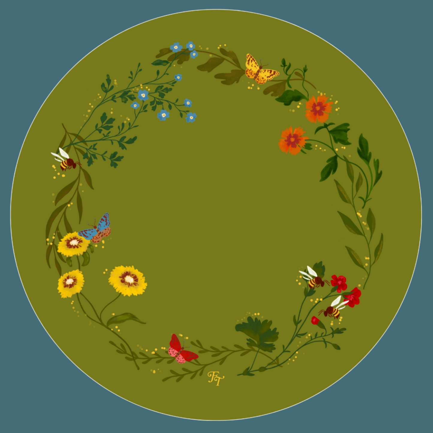 PLATO BASE COLECCIÓN BOTÁNICO (4 PZ) (Colores)