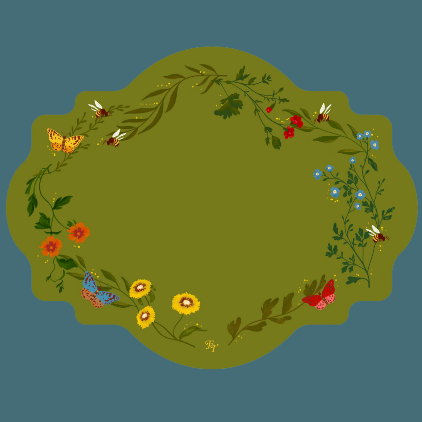 PLATO BASE COLECCIÓN BOTÁNICO (4 PZ) (Colores)