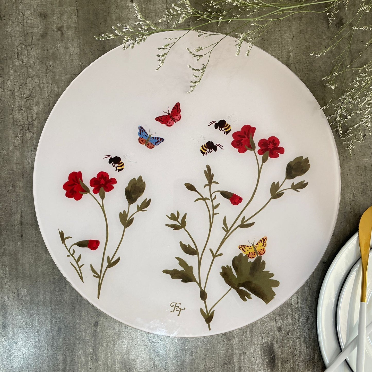 PLATO BASE COLECCIÓN BOTÁNICO (4 PZ) (Colores)