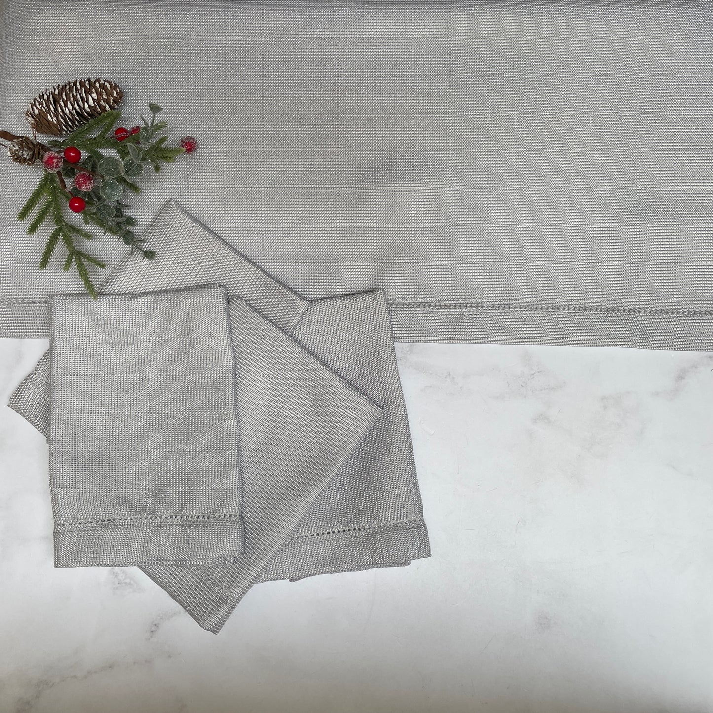 SERVILLETA LINO VINTAGE METÁLICO PLATA (4 PZ)