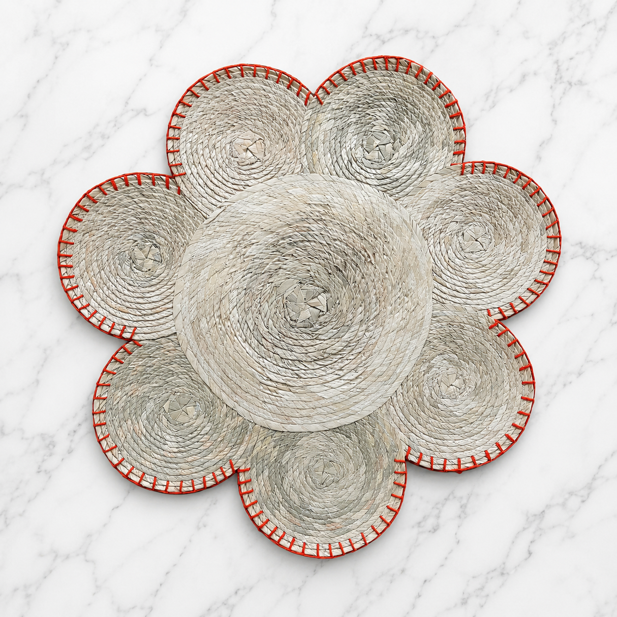 Individual flor bordado naranja (4pz)
