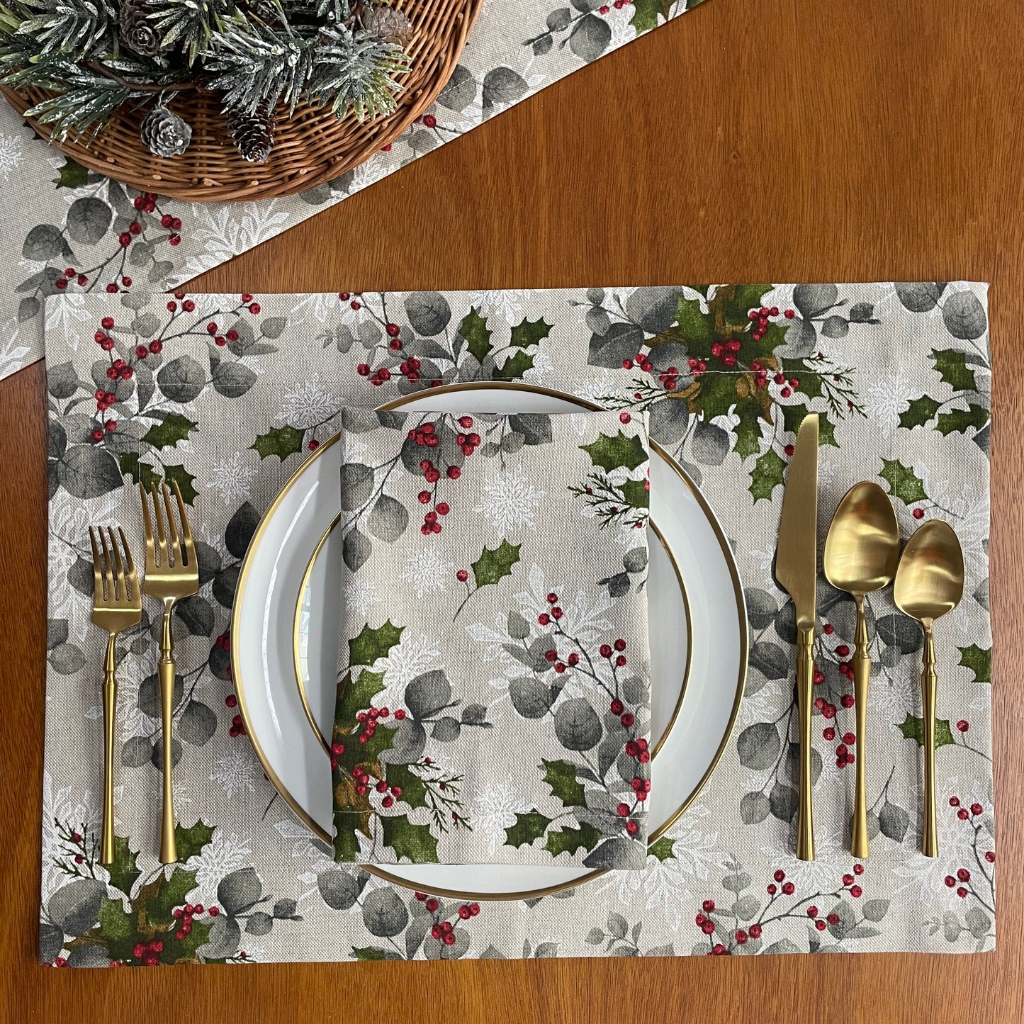 SERVILLETAS FOLLAJE NAVIDEÑO ( 4 PZ)