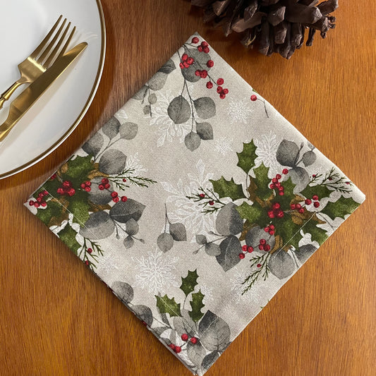 SERVILLETAS FOLLAJE NAVIDEÑO ( 4 PZ)