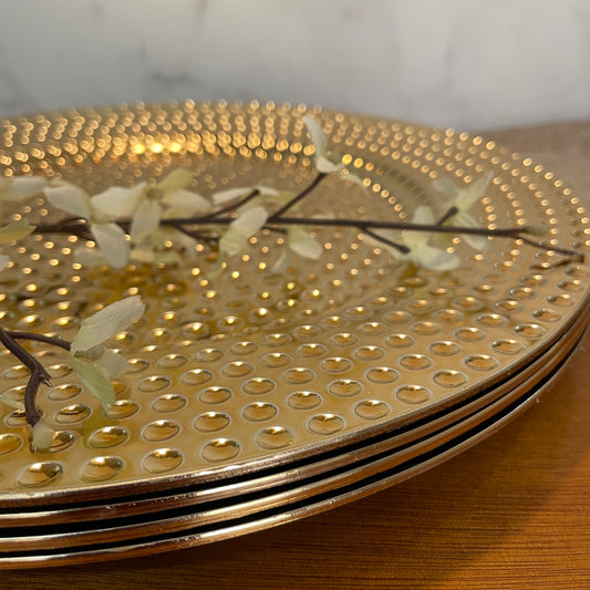 4 PLATOS BASE ORO MARTILLADO