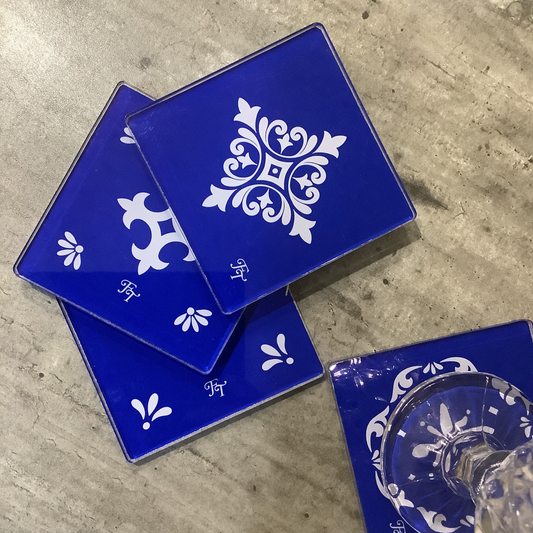 PORTAVASOS MOSAICOS AZUL (4 pz)